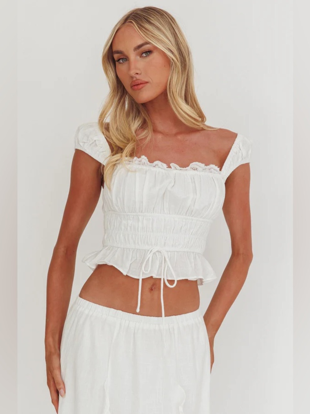Indikah Liora Frill Bust Crop Top White Size XS $50